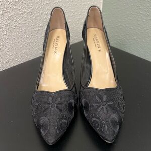 Marvin K. Aquatalia Carrie Pumps black floral mesh size 11 Made in Italy